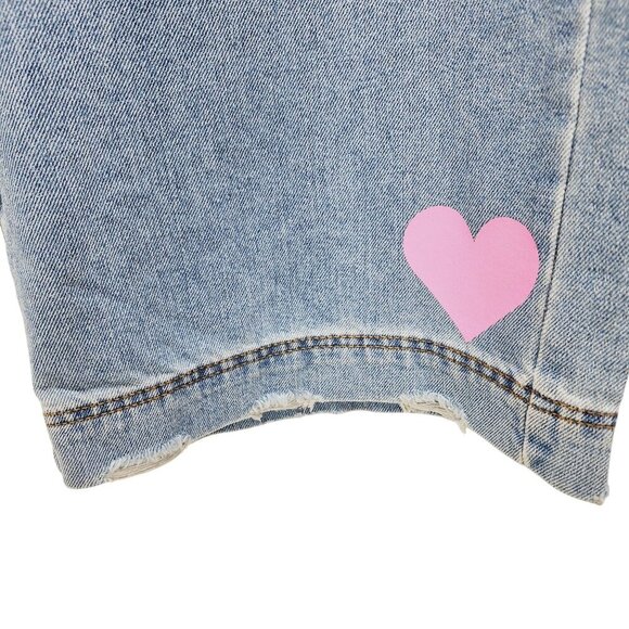 Love For Humanity Womens High-Rise Wide-Leg Jeans Pink Heart Accents Size 7/ 28 - Picture 15 of 15